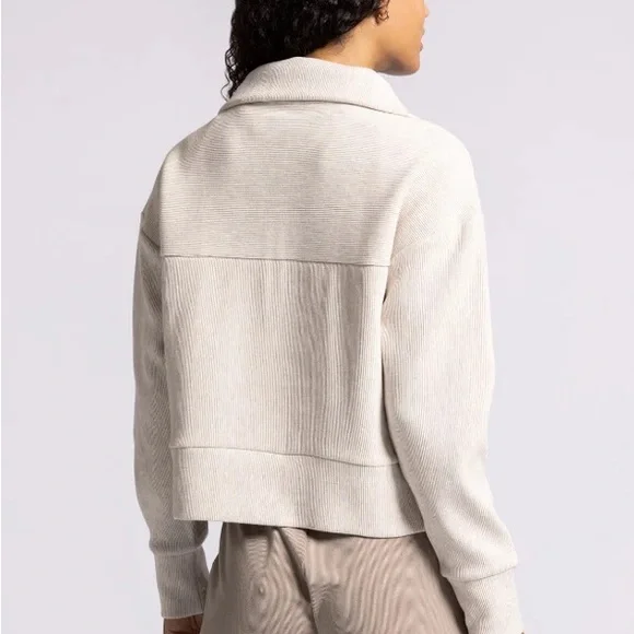 THREAD & SUPPLY KRISTINE PULLOVER Oatmeal Quarter-Zip Sweater - Picture 3 of 6